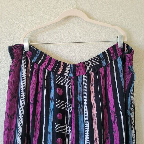 Vtg SHARON ANTHONY Striped Skirt Size 24W 90s Black Funky Crepe Rayon Textured - Picture 4 of 10